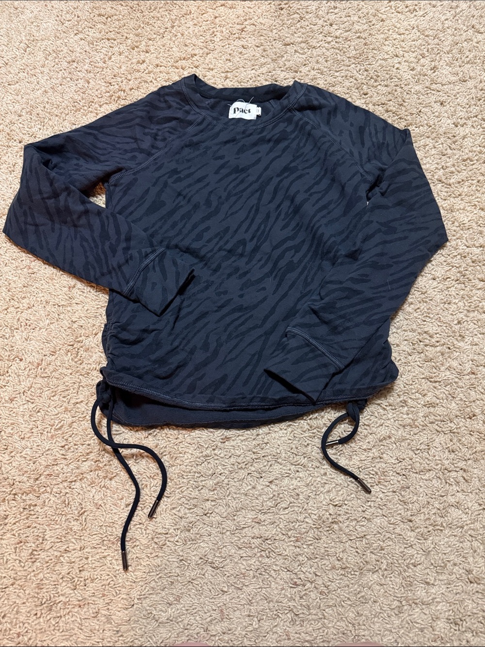 Pact Organic Cotton Black Zebra-Print Drawstring Sweatshirt